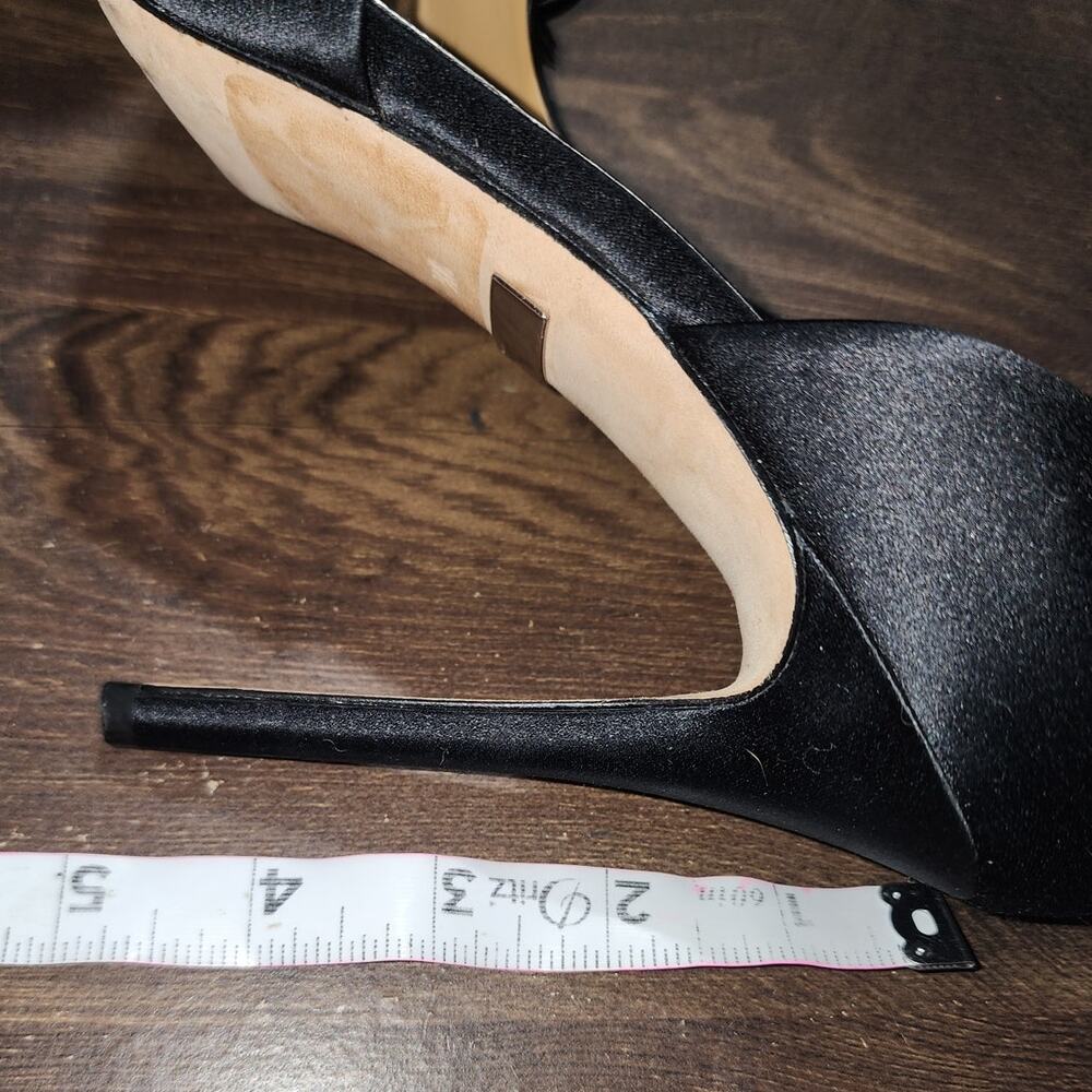 Badgley Mischka Gisella d'Orsay Peep open toe feather Evening Black Pumps 9.5 - Picture 7 of 8